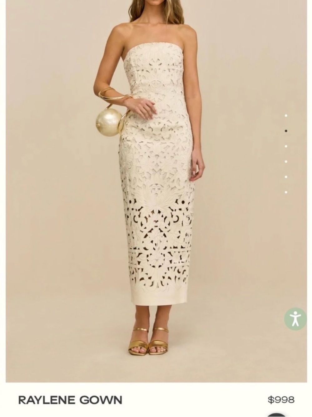 Cult Gaia Raylene Strapless Cutout Embroidered Gown Size 4 NWT